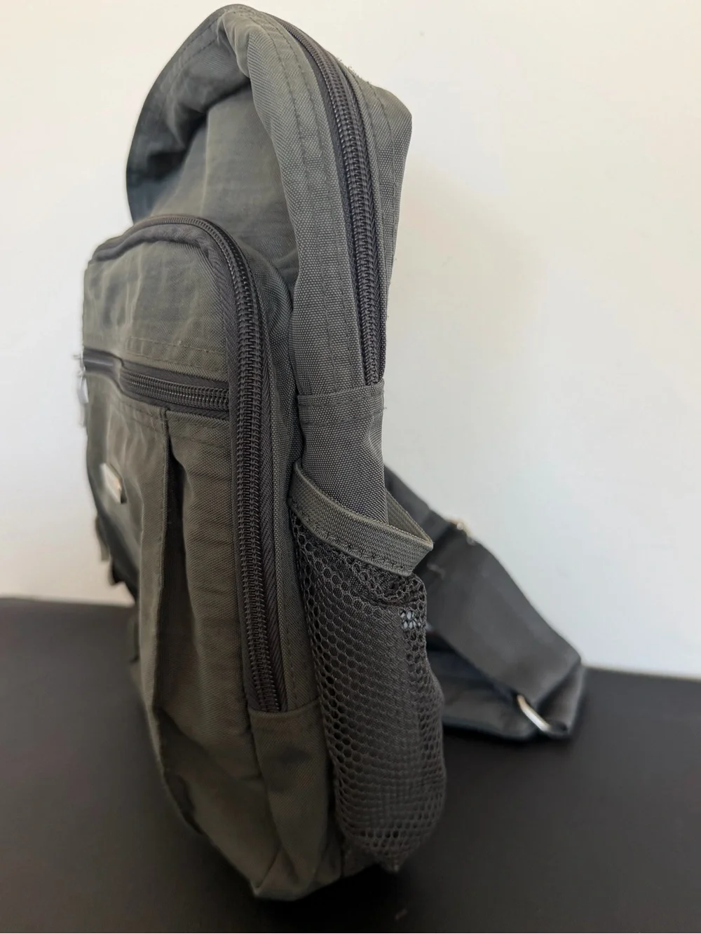 Baggallini Charcoal Gray Nylon Crossbody Travel Organizer Bag